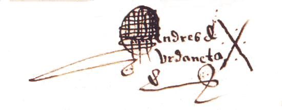 Firma de Urdaneta en el testamento de Elcano